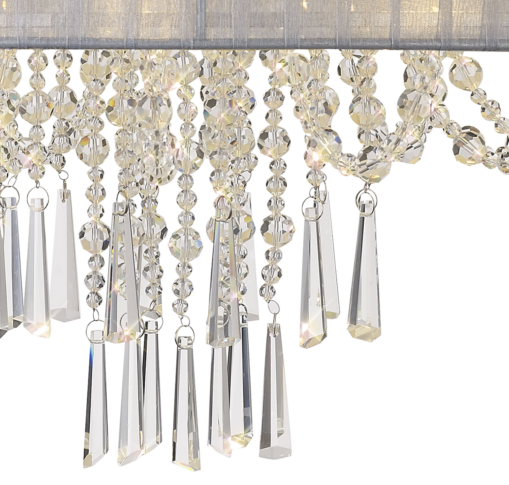 Freida Polished Chrome-Grey Crystal Ceiling Lights Diyas Shaded Crystal Fittings